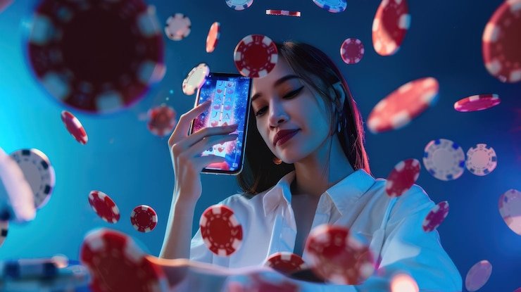 Pengguna melakukan taruhan olahraga melalui aplikasi mobile dengan tampilan intuitif